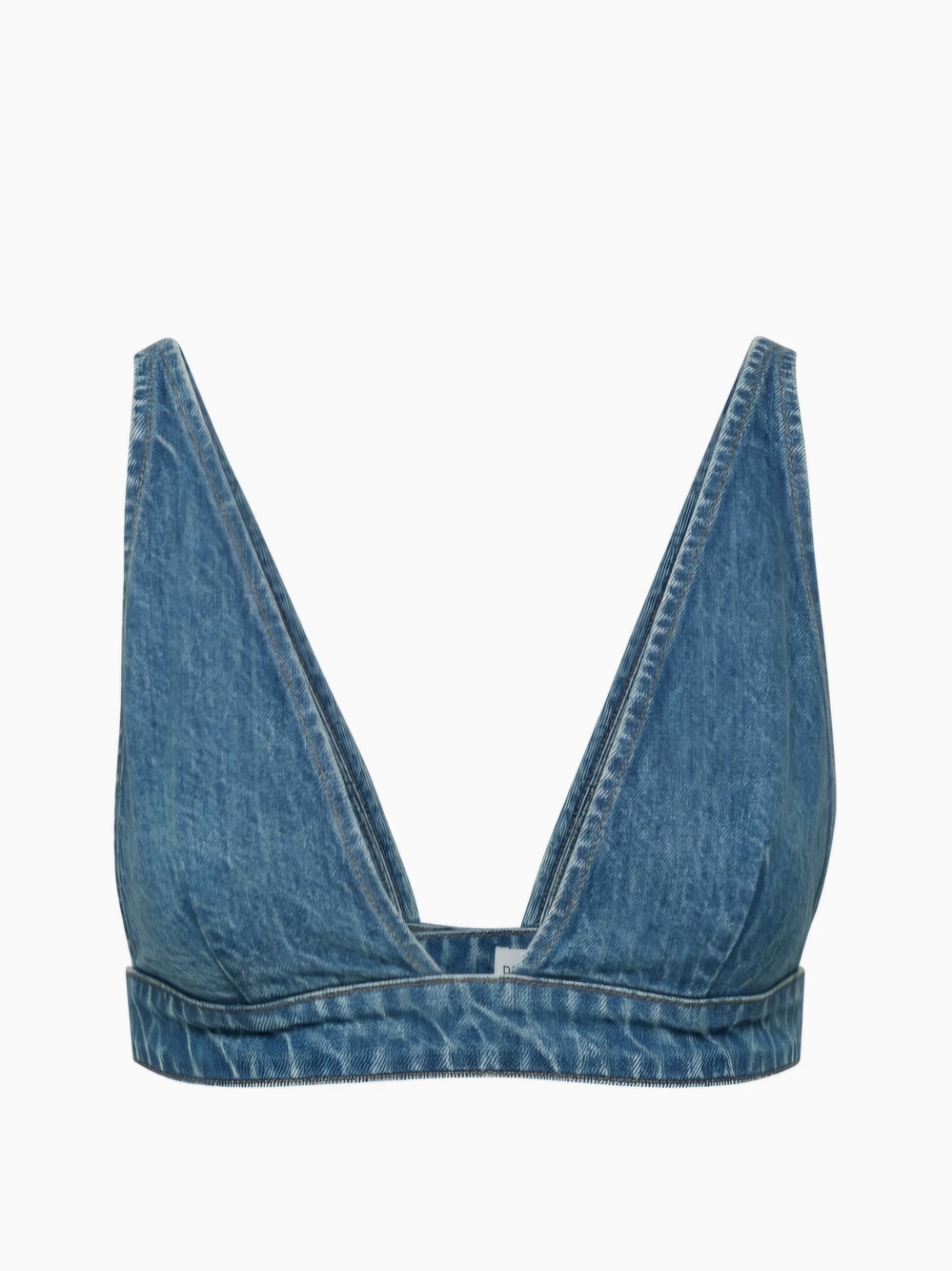 New /tags Dolce & Gabbana Denim Triangle Bralette - Dark Wash Blue